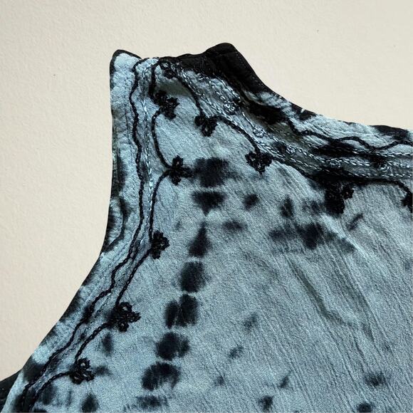 Tie dye tank top floral embroidery black rainbow bohemian fairycore hippie boho - Picture 4 of 8